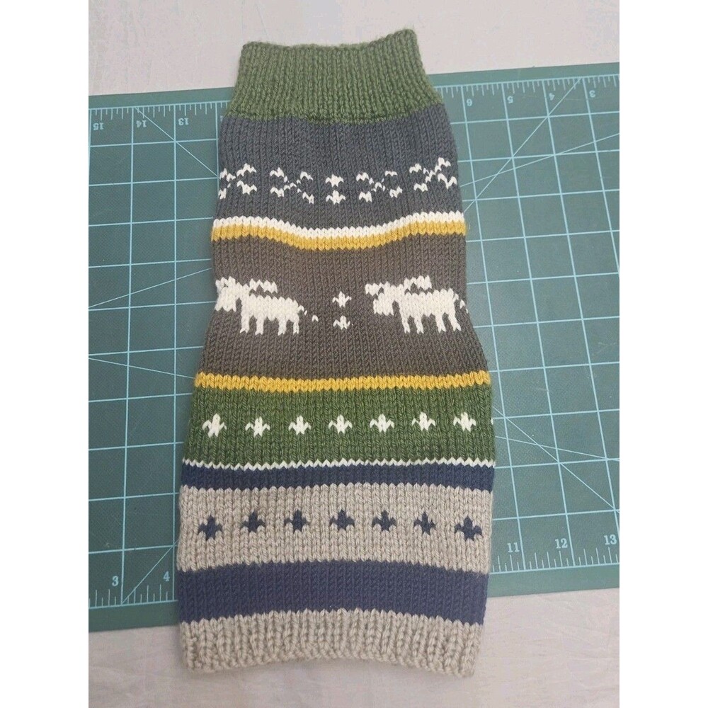 Fair Isle Design Dog Knit Sweater Moose Size Small